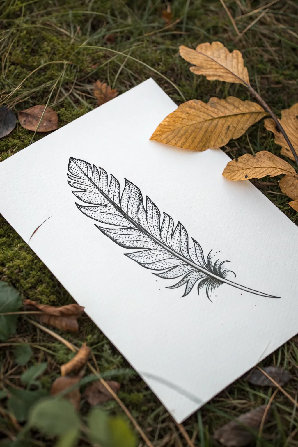 Floating leaf stippling: bold silhouette, simple veins, and dot shading that beginners can master.