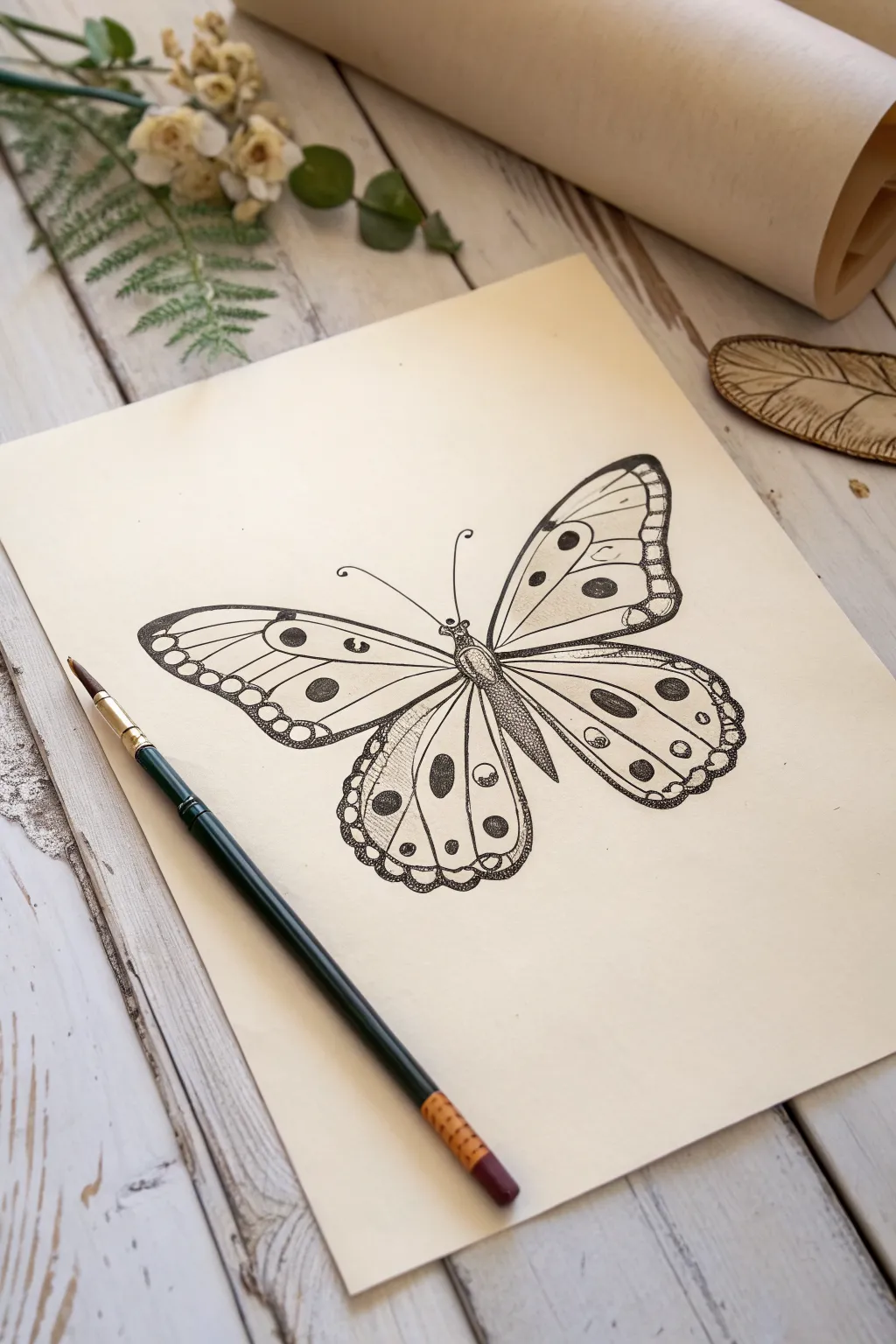 Butterfly symmetry drawing: simple mirrored loops, teardrops, dots, and stripes on one page