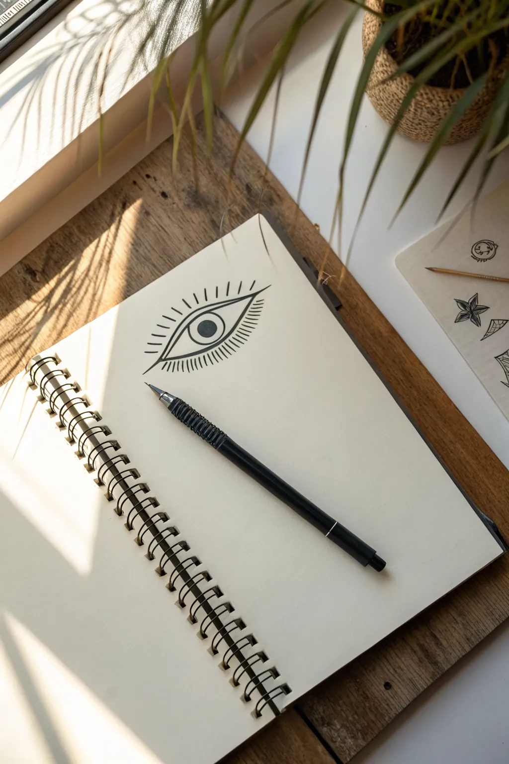 Eye of Horus doodle made easy with layered steps: light sketch, add details, then bold outline.