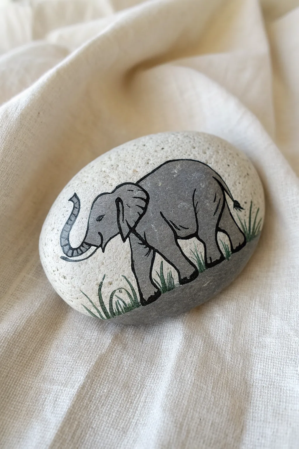 Classic gray elephant rock with soft highlights and shadows for a simple, calming DIY painting idea