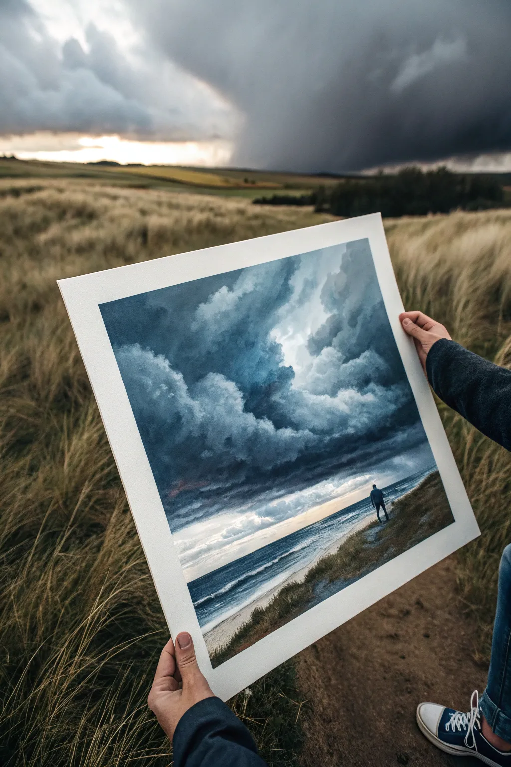 Paint your inner weather: a stormy sky study that captures anxiety with quiet Nordic calm.