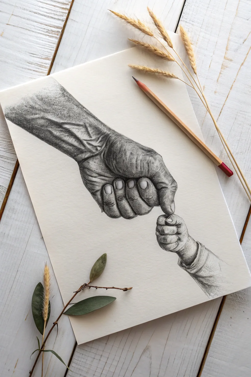 Celebrate the special team bond between dad and child with this sweet sketch idea.