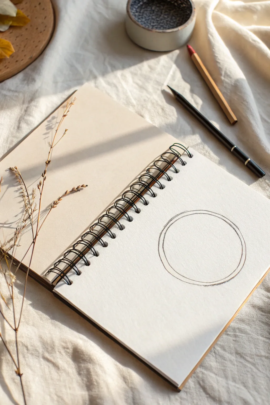 Minimal hand-drawn circle frame with a charming wobble, ready for a mini illustration.