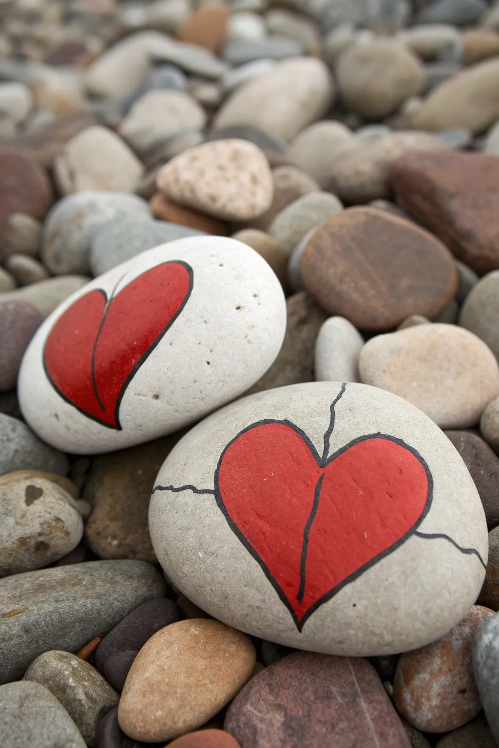 Two friendship rocks join to reveal one full heart, minimalist Scandinavian boho inspiration