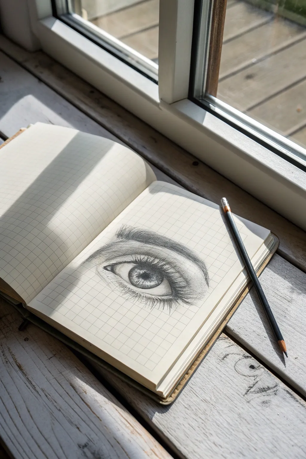 Practice a realistic eye with a simple grid, shading and lashes one square at a time.