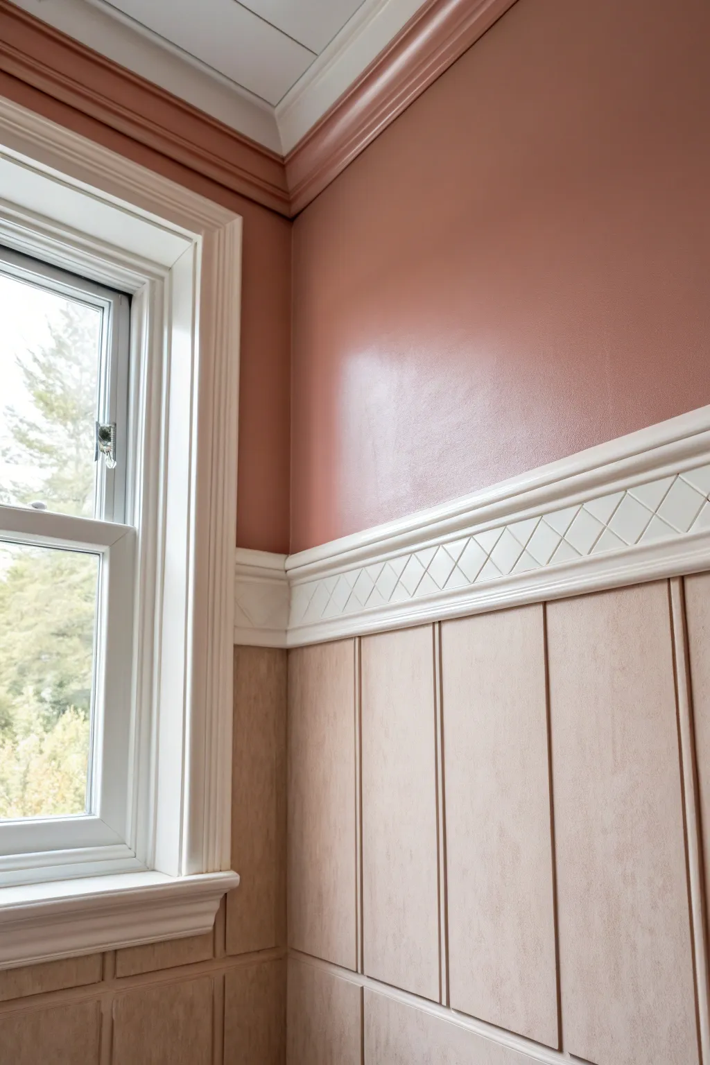 Color-drenched corner: wall, trim, and ceiling in one calm shade for a seamless look.
