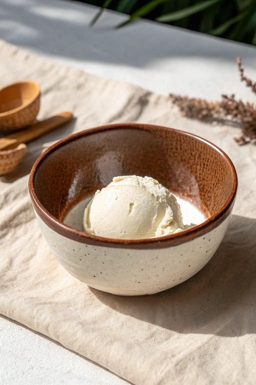 Vanilla-white interior meets chocolate-brown shell for a clean, modern bowl painting idea.