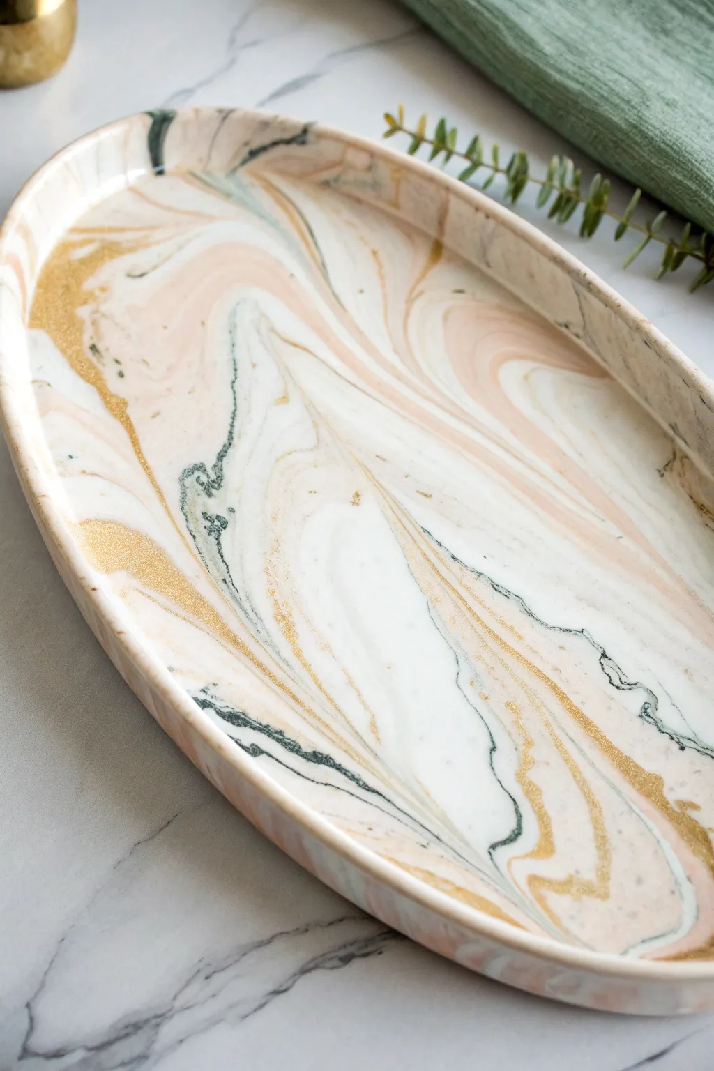 Slow spiral marble rolls create soft veins and calm negative space for a minimalist look