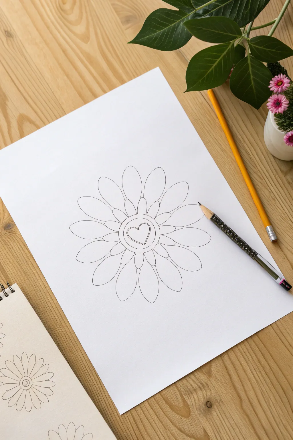 Handprint petals turned into a simple flower drawing, a sweet Mothers Day art idea to recreate