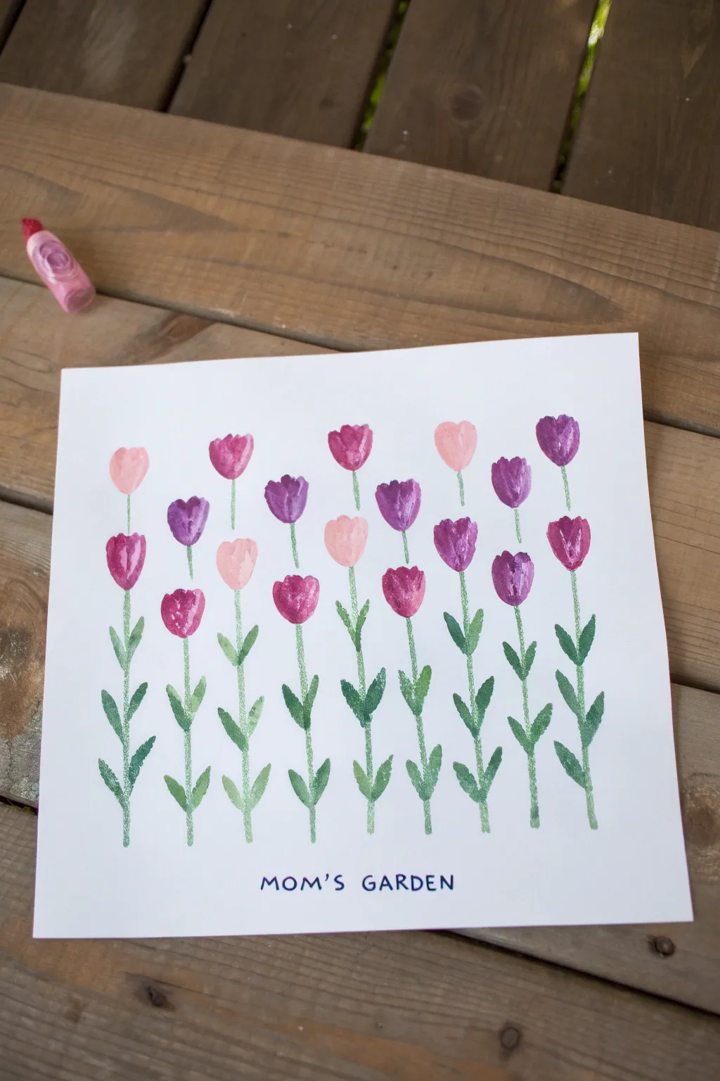 Fingerprint tulip garden for Mother’s Day, a simple handmade card idea with a personal touch