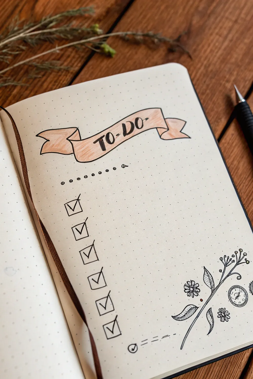 Minimal ribbon timeline sketch idea for a one pager, clean Scandinavian lines with boho warmth