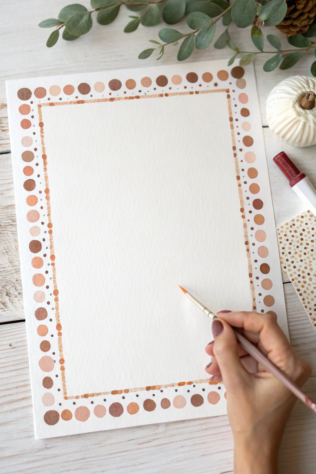 Alternate big and small painted dots for a playful, balanced border with minimalist charm
