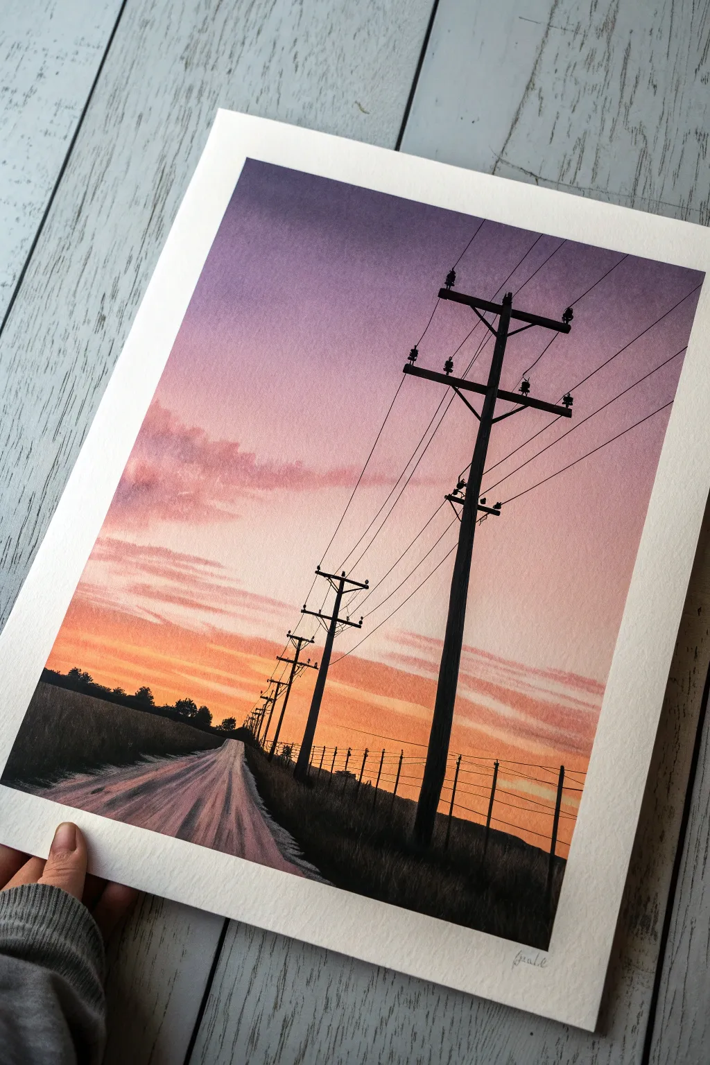 Capture the magic of distinct lines against a dreamy sunset sky. A perfect minimalist art project.