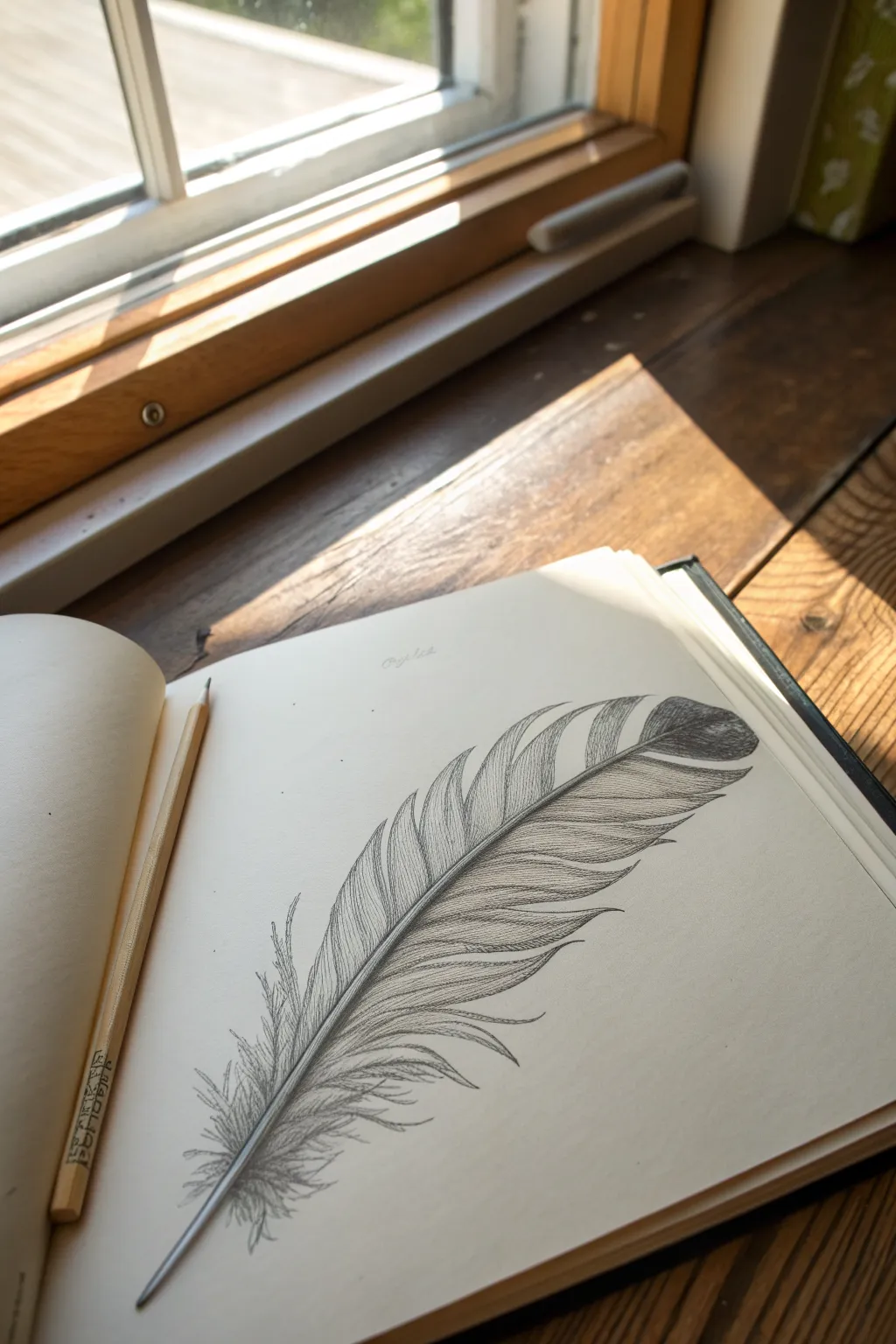 Feather texture practice: soft strokes, dark spine, and wispy lost-and-found edges in pencil