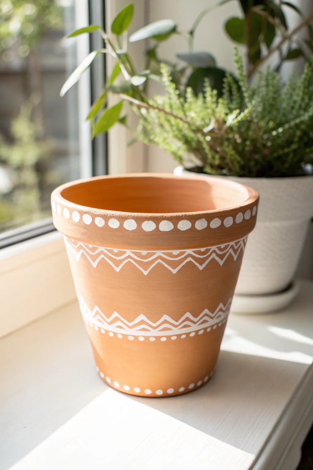 Minimal scalloped rim plant pot in soft neutrals, crisp contrast, and handmade charm