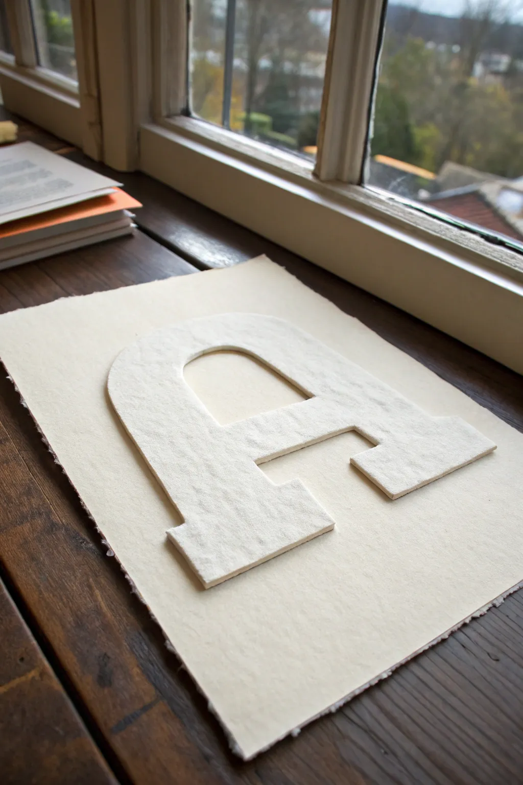 One bold paper cutout letterform that makes positive and negative space instantly click