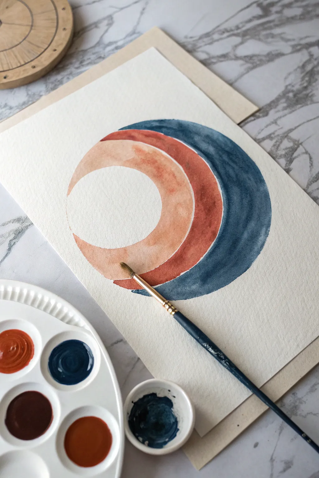 Try the Two Colors Only Challenge: bold contrast, simple shapes, and brushy texture