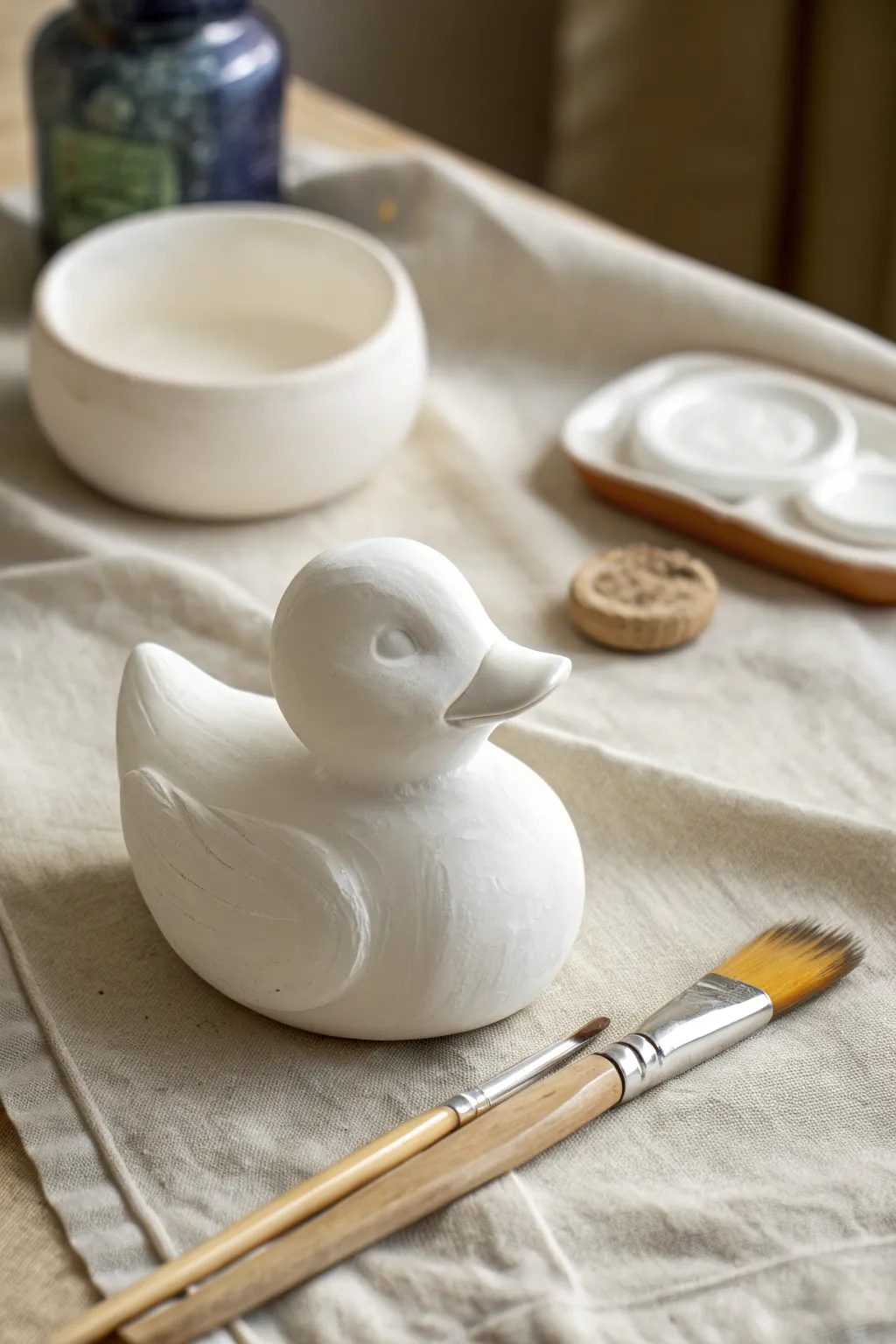 Prep your canvas! Apply white primer to create the perfect base for your rubber duck art.