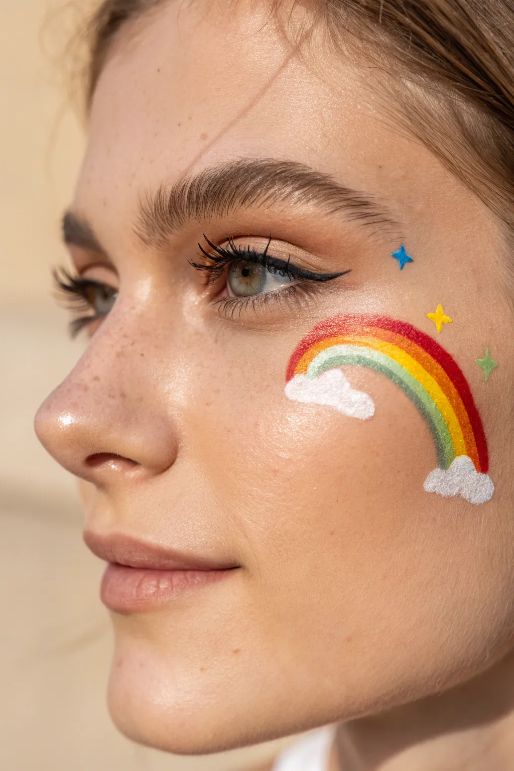 Brighten any look with this dreamy one-stroke rainbow arch. Simple, cute, and fun!
