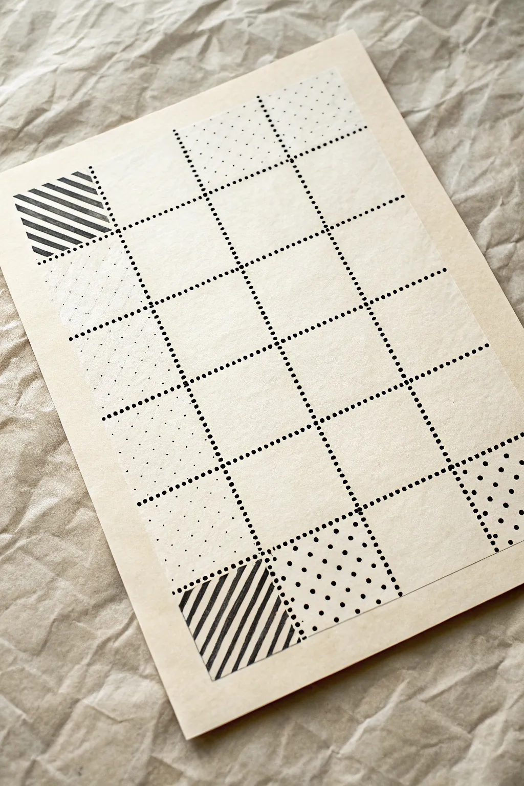 Dots vs stripes: a minimalist checkerboard tessellation idea with cozy handcrafted contrast