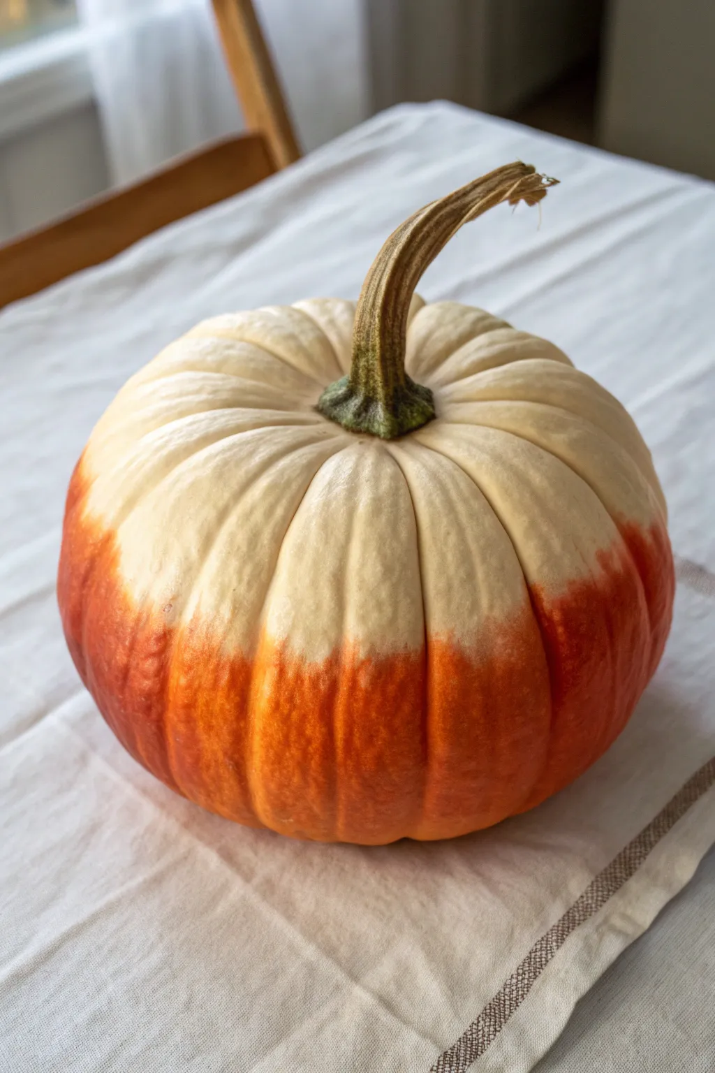 Minimalist ombré pumpkin blending beige to cinnamon for an elegant Thanksgiving palette