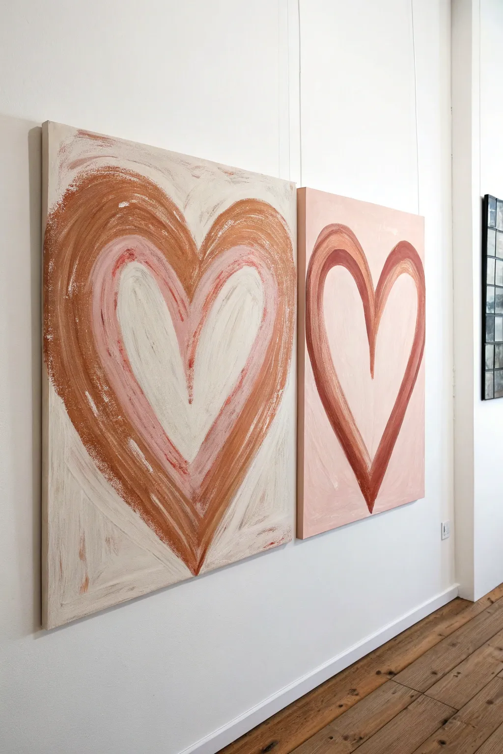 Create a romantic focal point with this simple yet stunning split-canvas heart painting idea.