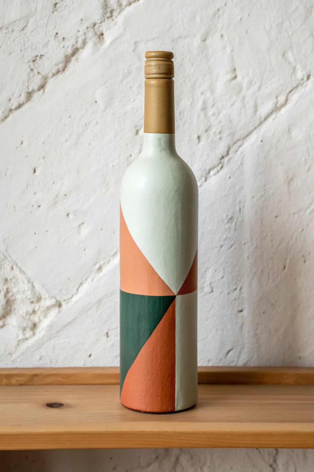 Clean color-block bottle with razor-sharp taped edges, minimalist shelf styling for modern inspo.