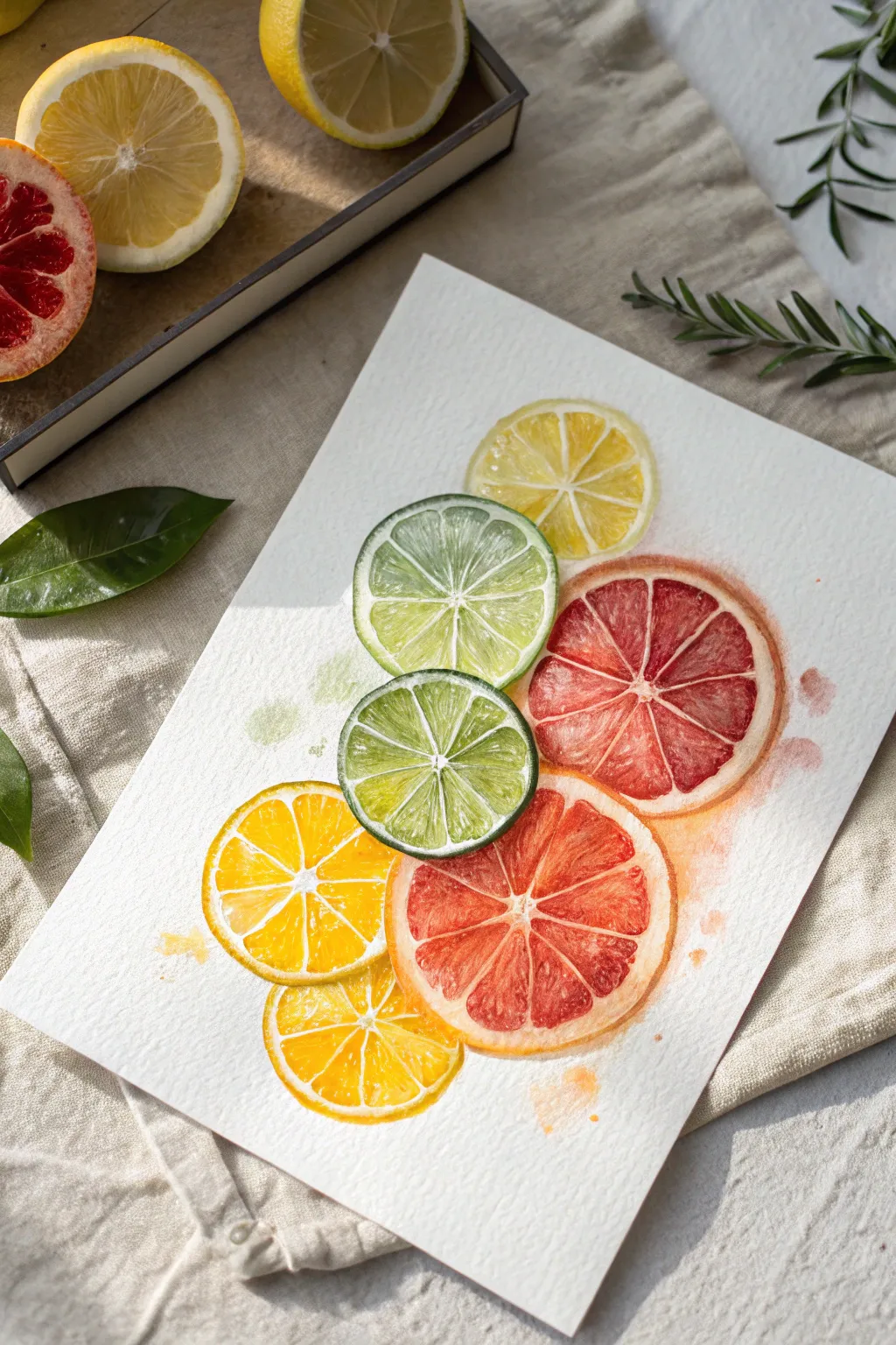 Capture the fresh zest of summer with these beginner-friendly watercolor citrus slices.