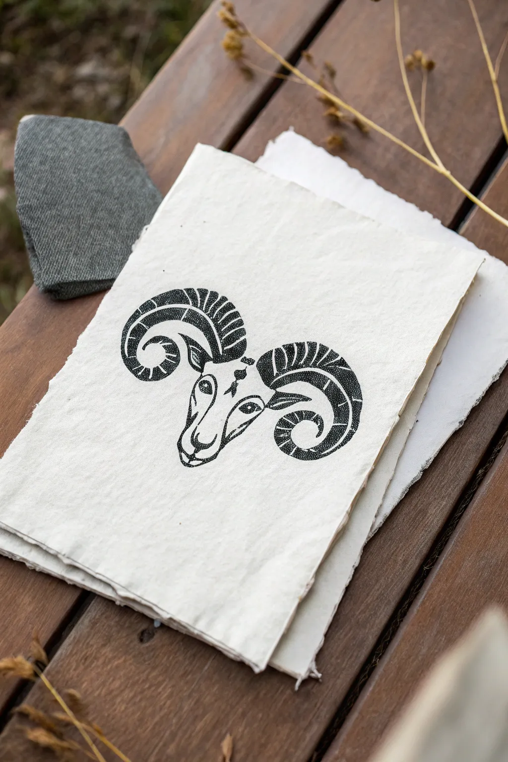 Bold tattoo-style Aries ram linework in high-contrast black and white, clean and minimalist.