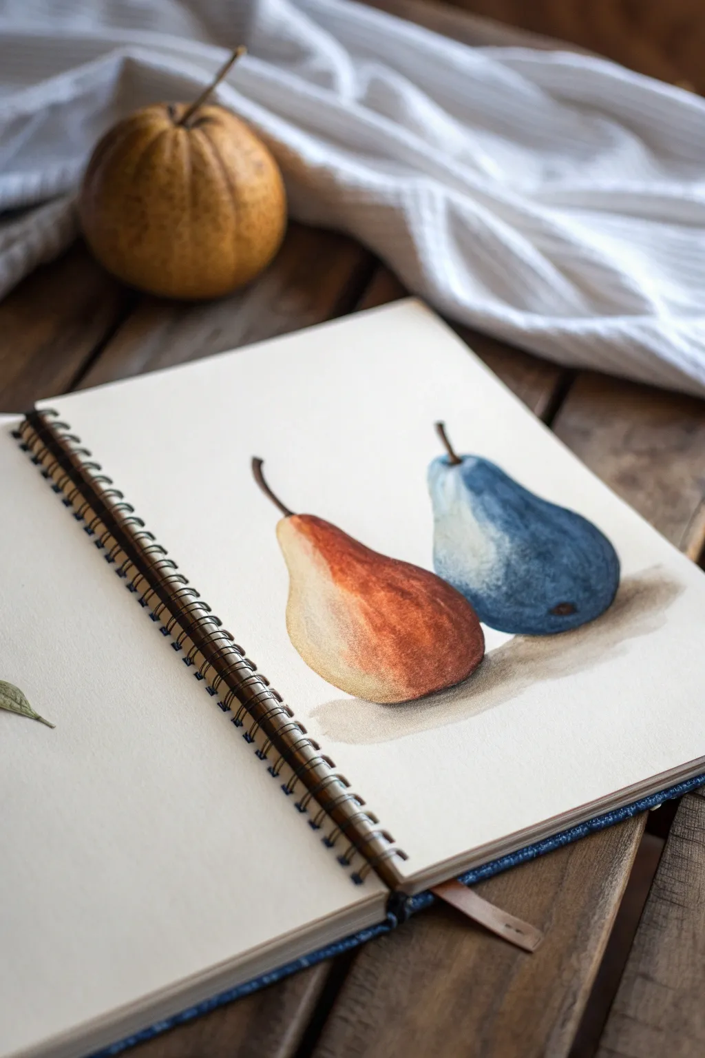 Two colors, strong values: a clean pear study that trains your eye for form and depth.