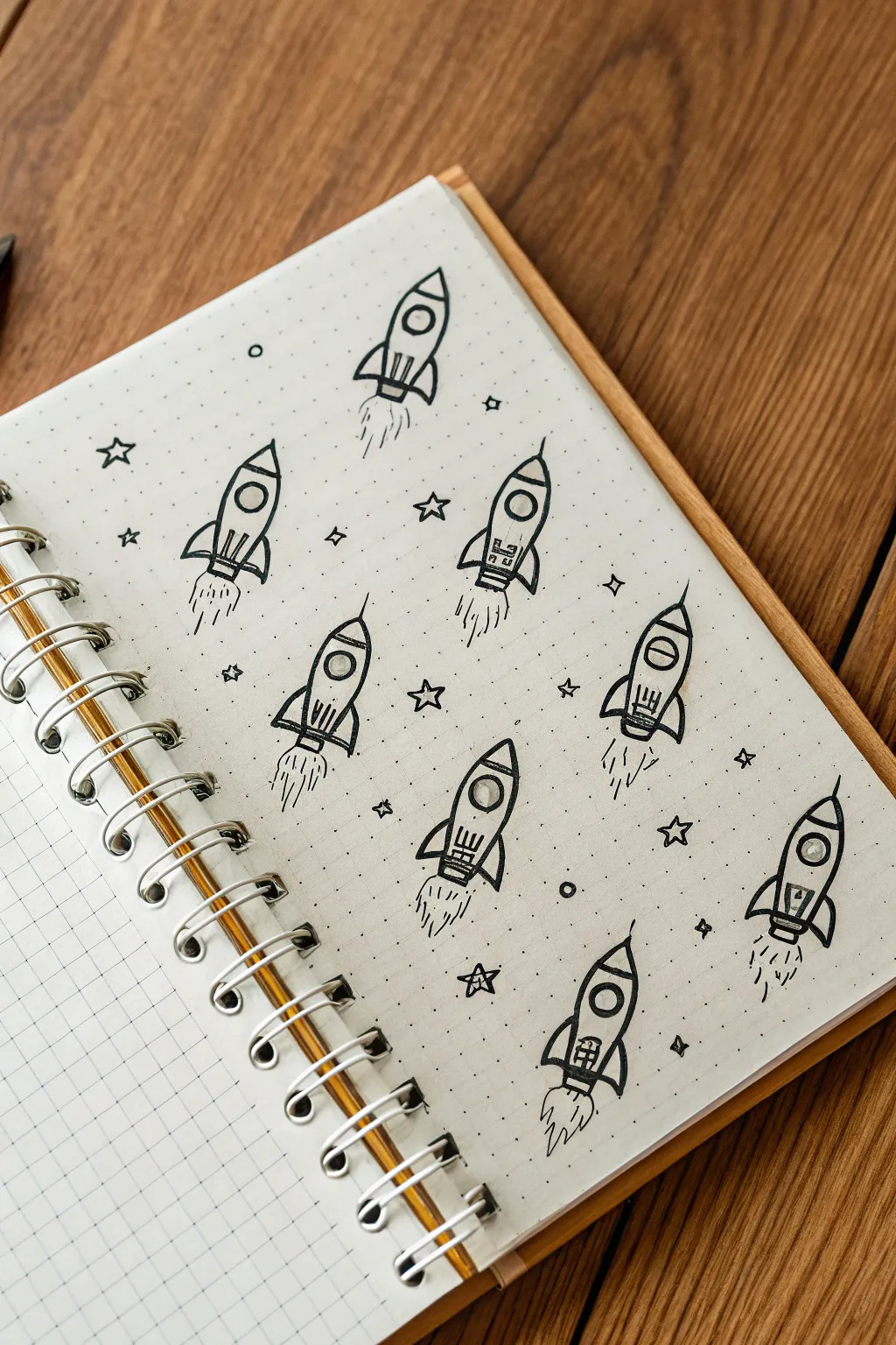Retro rocket icon doodles to spark your astronomy sketchbook with simple Scandinavian flair.