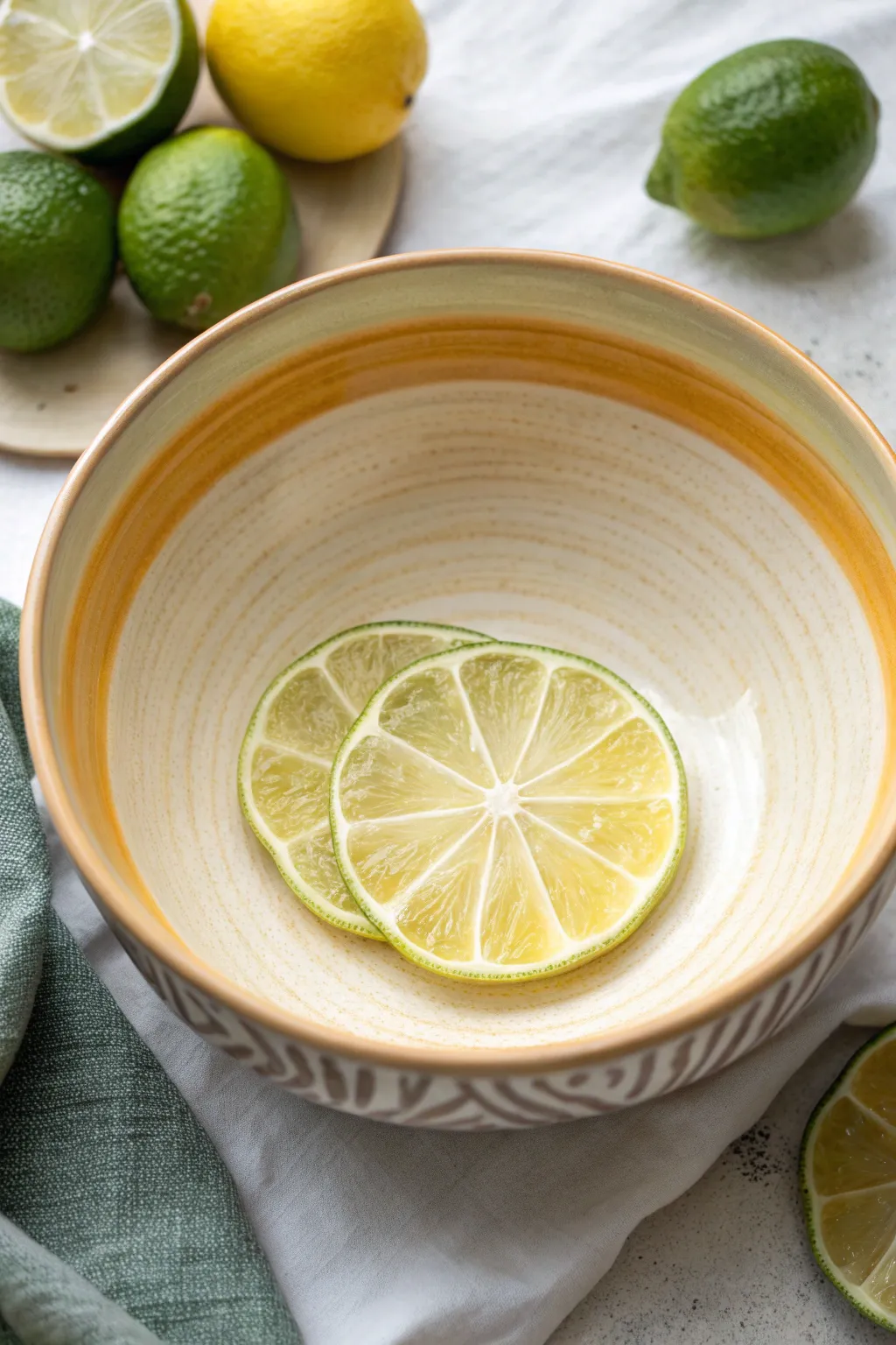 Bright fruit-slice bowl painting idea with clean segments, bold color, and minimalist charm