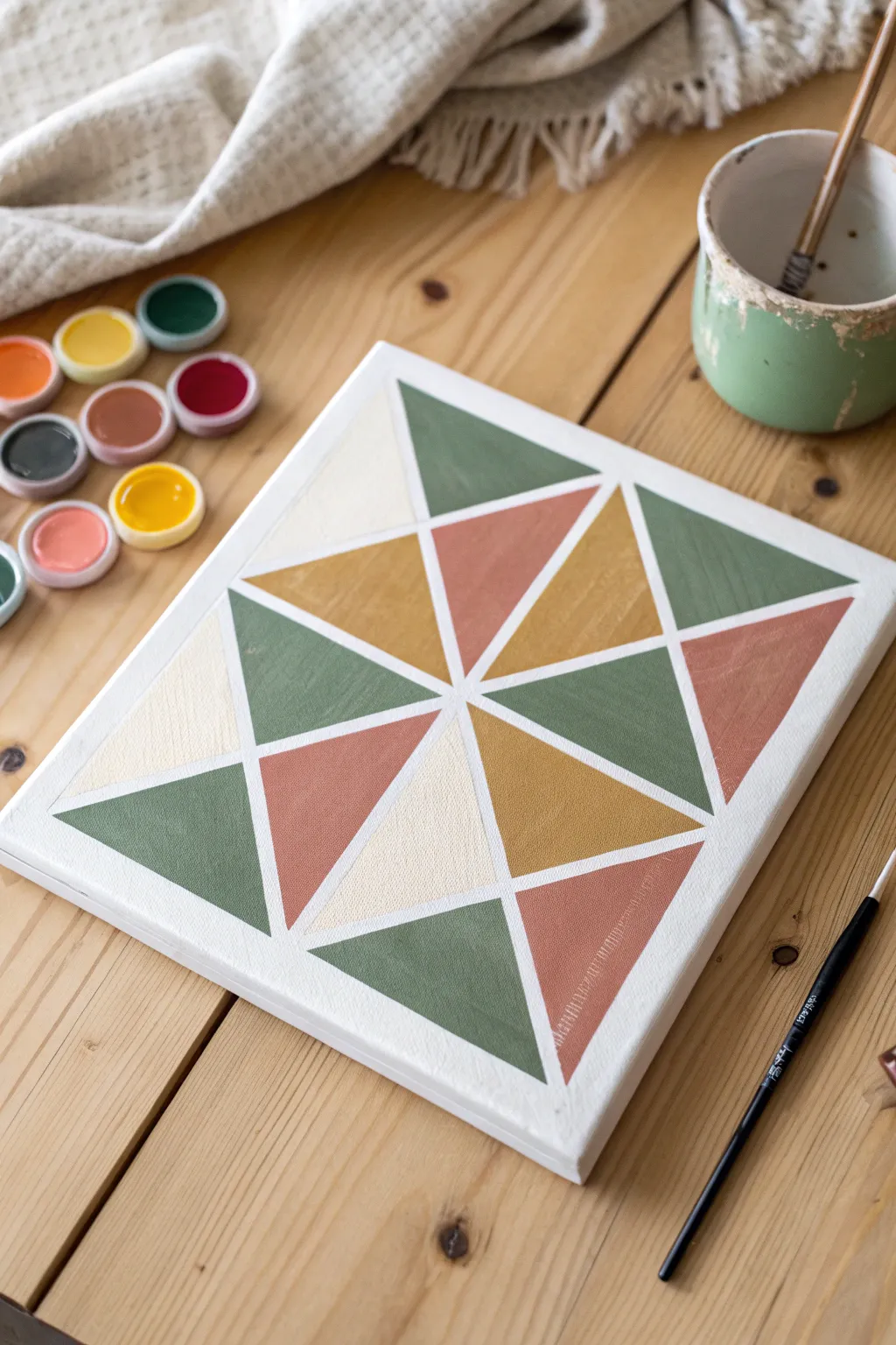 Create stunning crisp lines with this satisfying and simple geometric tape resist art.