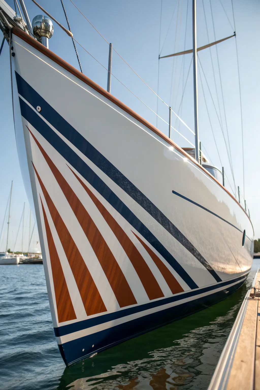 Racing stripes hugging the sheer line for a clean, fast look with modern Scandinavian flair