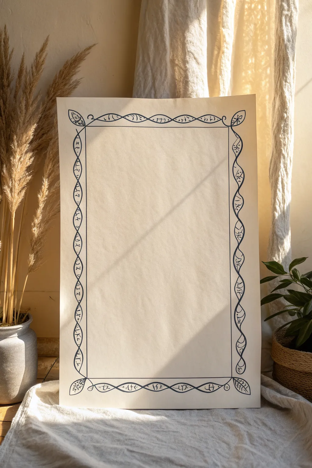 Playful wavy line frame idea for posters, minimalist Scandinavian look with relaxed curves