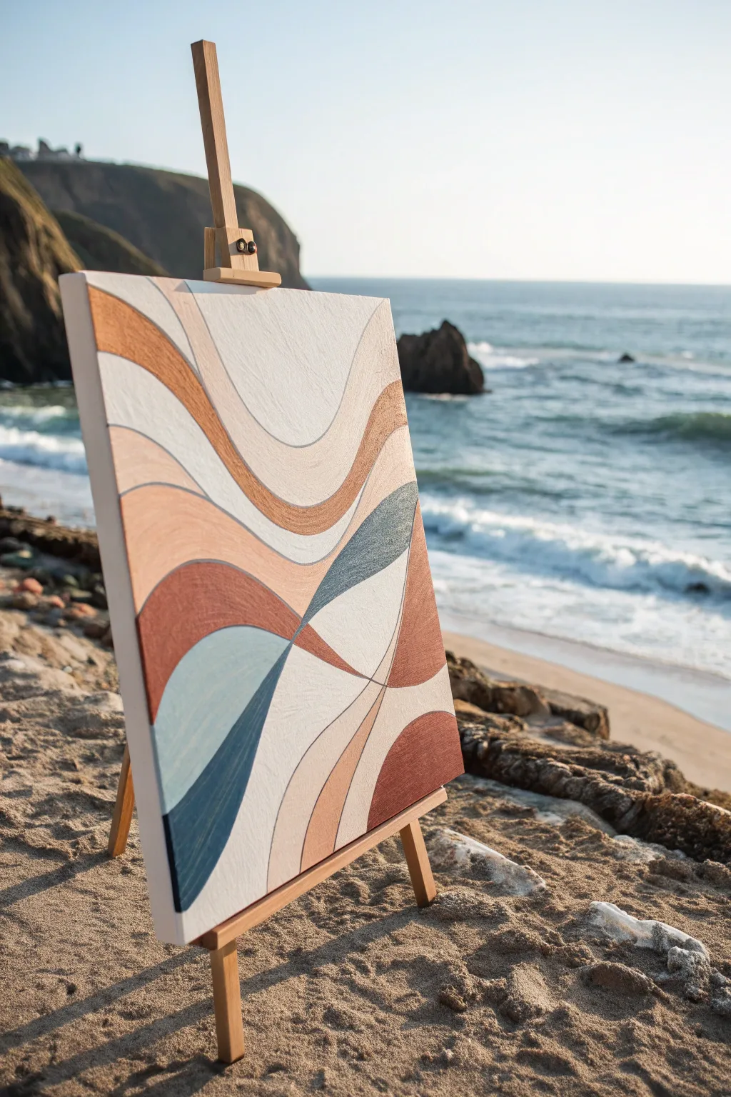 Wavy ribbon swirls on a bold minimalist canvas for an airy, beachy Scandinavian boho vibe