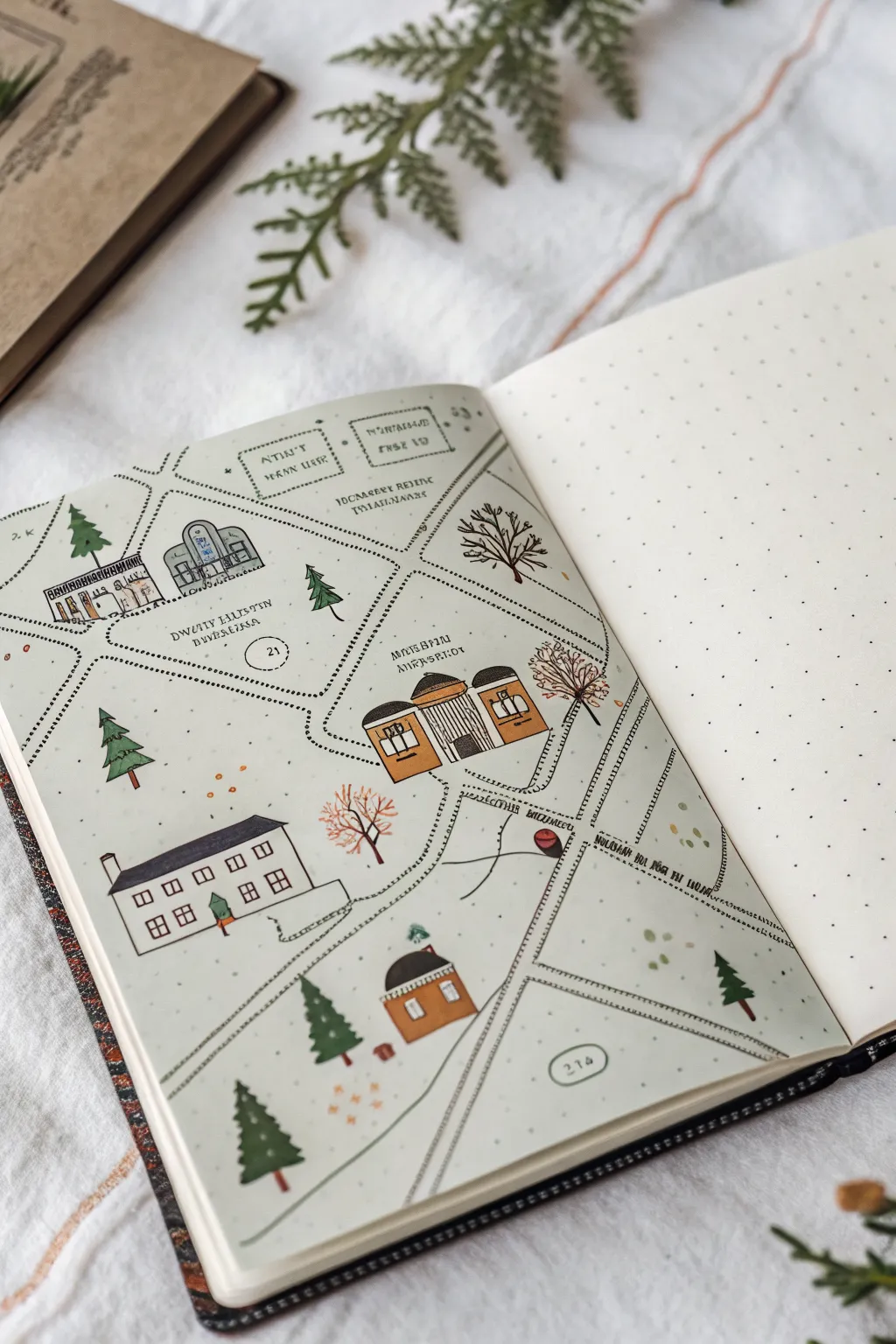 Sketch a cozy campus map mini illustration in your journal for easy college drawing practice