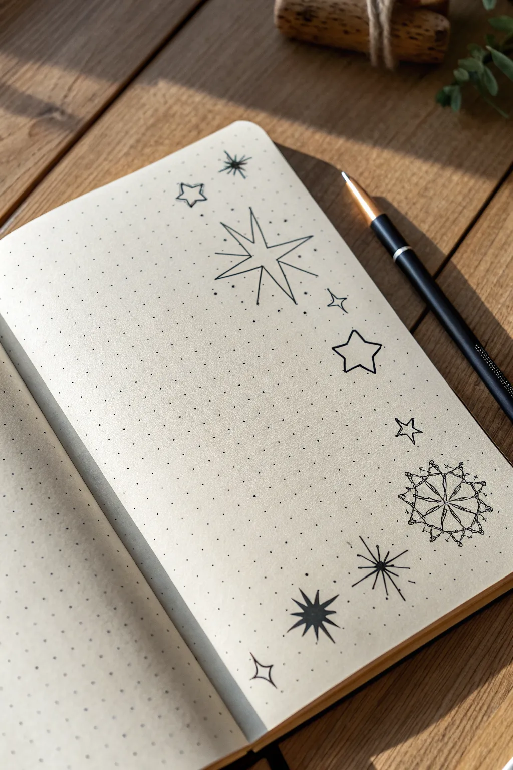 Twinkly star doodle sampler: minimalist grid of sparkles and stars for easy space sketching