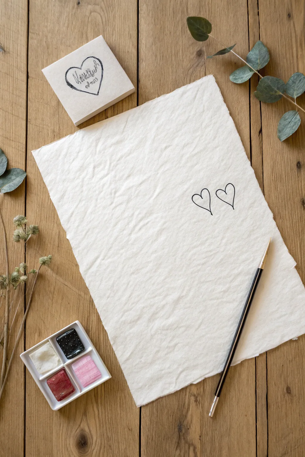 Minimal handprint heart line art on textured paper, a cute Mothers Day drawing idea