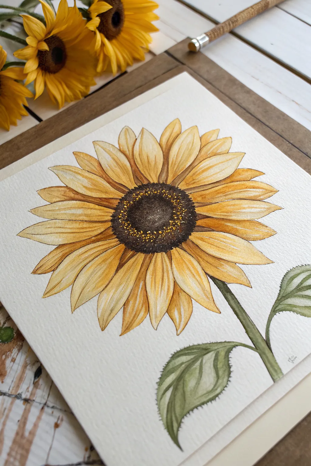 Simple sunflower with two petal layers, bold contrast and an easy, cute minimalist look.