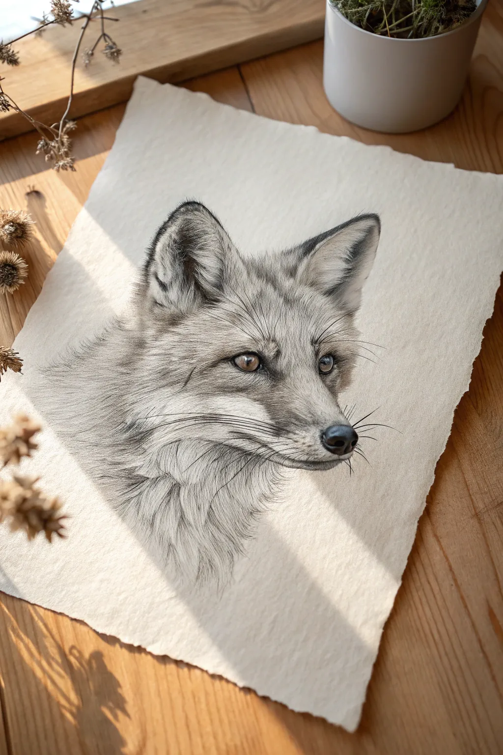 Pro-level fox head study: practice fur flow, edge control, and whisker precision in graphite.