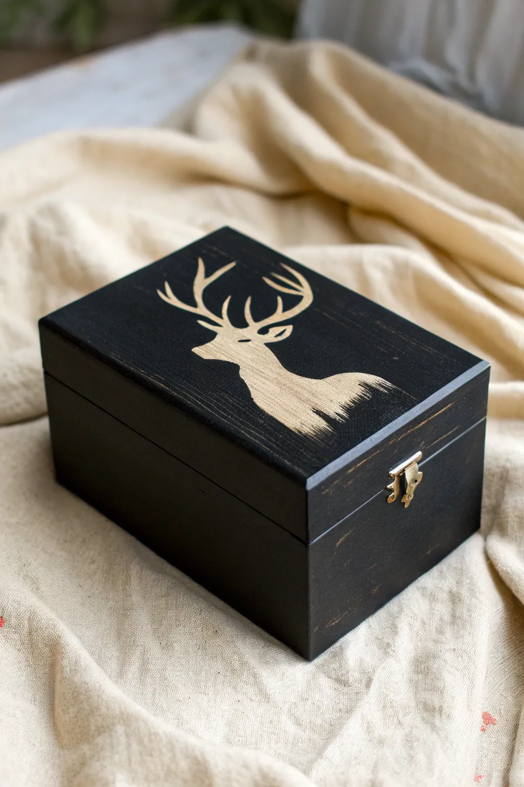 Achieve stunning simplicity by revealing natural wood grain against matte black paint.