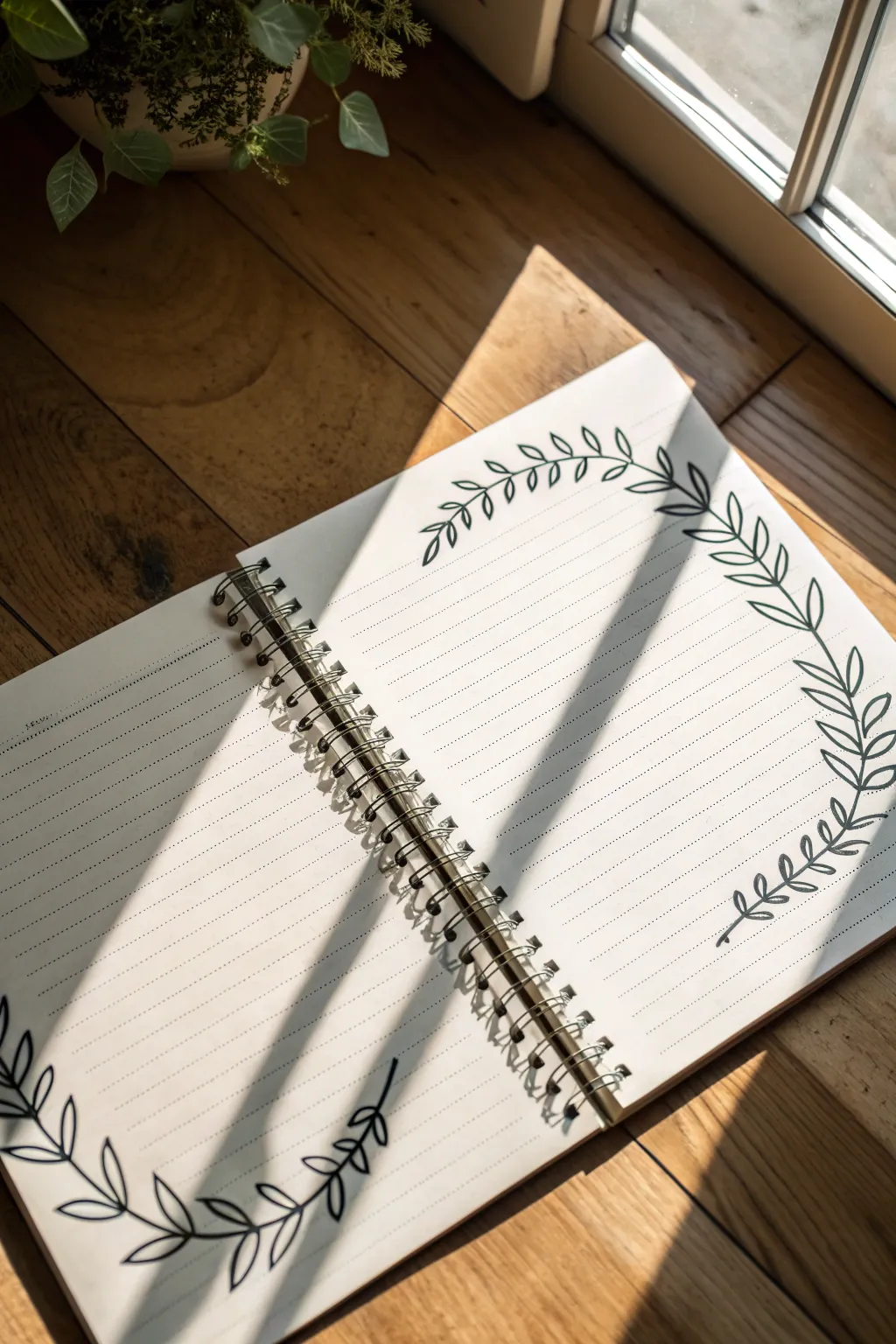 Simple leafy vine doodle turns the corner into a quick, pretty border for any page