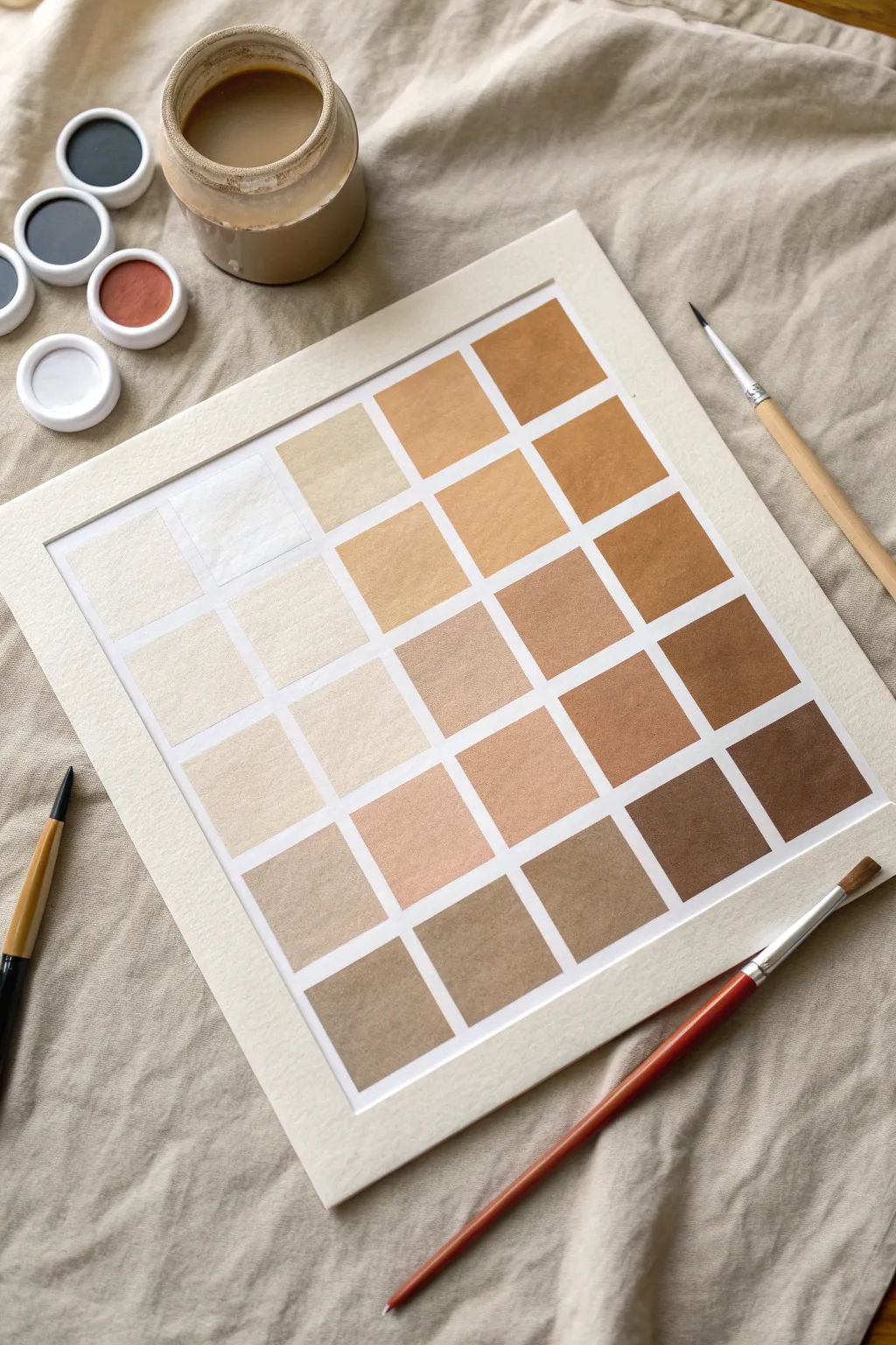 Clean taped grid in muted tones, perfect modern geometric painting idea with crisp straight edges.