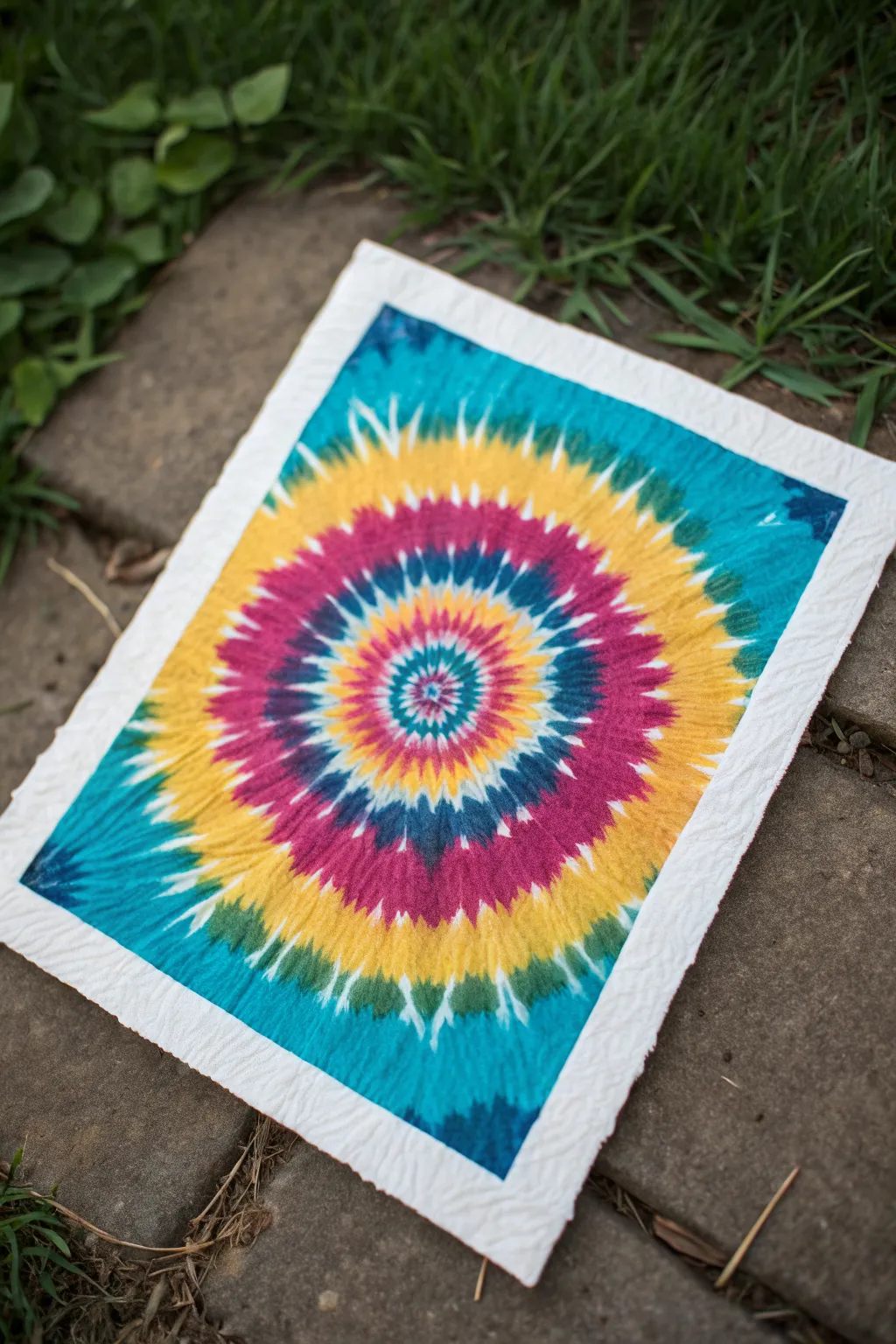 Easy tie-dye circles: bold concentric rings and crisp black outlines for a quick hippie painting