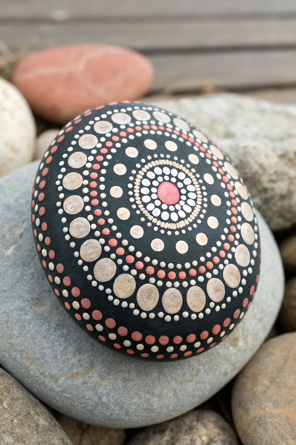 Alternating big and tiny dots create an easy mandala rhythm with instant detail and contrast