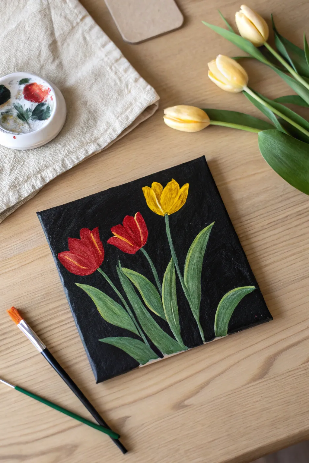 Create stunning results with high-contrast florals on a black canvas.