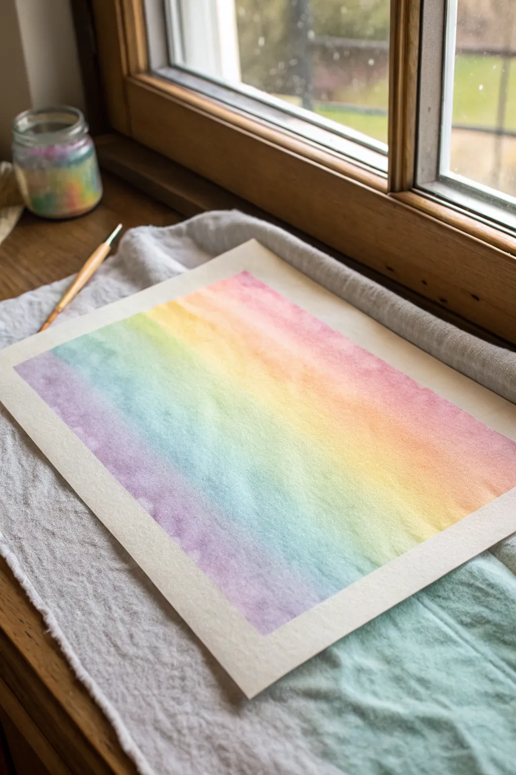 Dreamy pastel wet-on-wet rainbow glow, soft blooms and gentle blends for an easy watercolor win