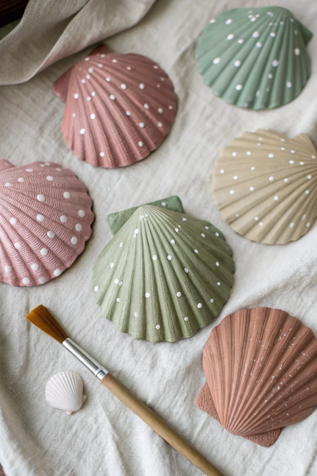 Transform seashells with chic polka dots using a paintbrush handle. Pure boho charm!