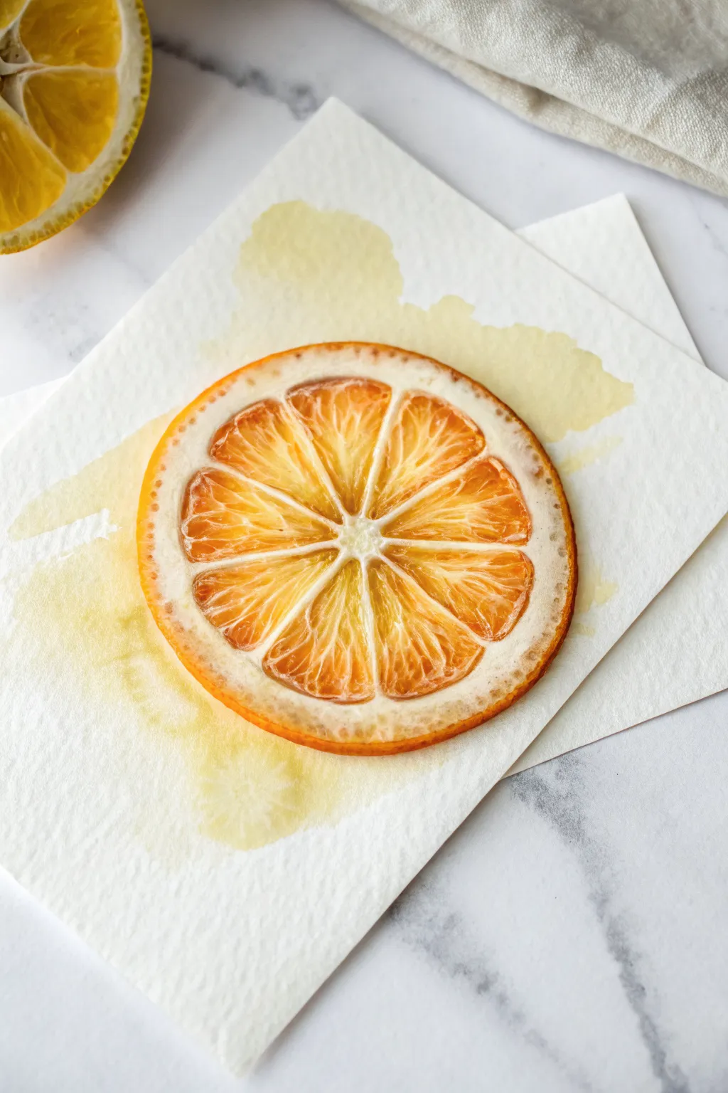 Juicy citrus slice watercolor with easy translucent layers, perfect beginner copy idea